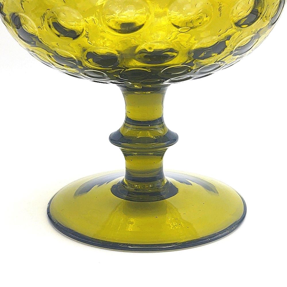 Vintage MCM Olive Green Optic Glass Snifter Style Blown Glass Vase Empoli, I… - Picture 6 of 9
